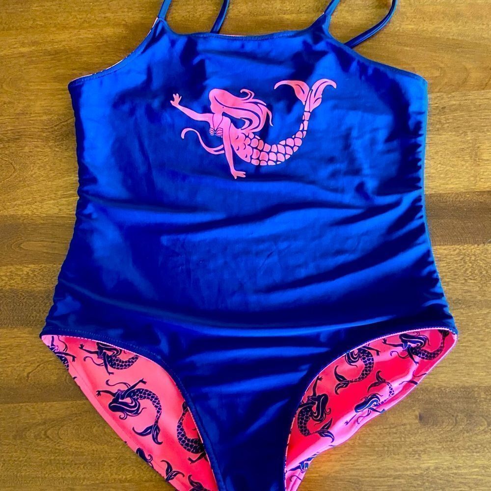 Wonder Nation REVERSIBLE 1 Piece Mermaid Swimsuit